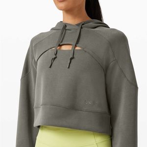 lululemon athletica light green/gray Cropped Hoodie in softstreme